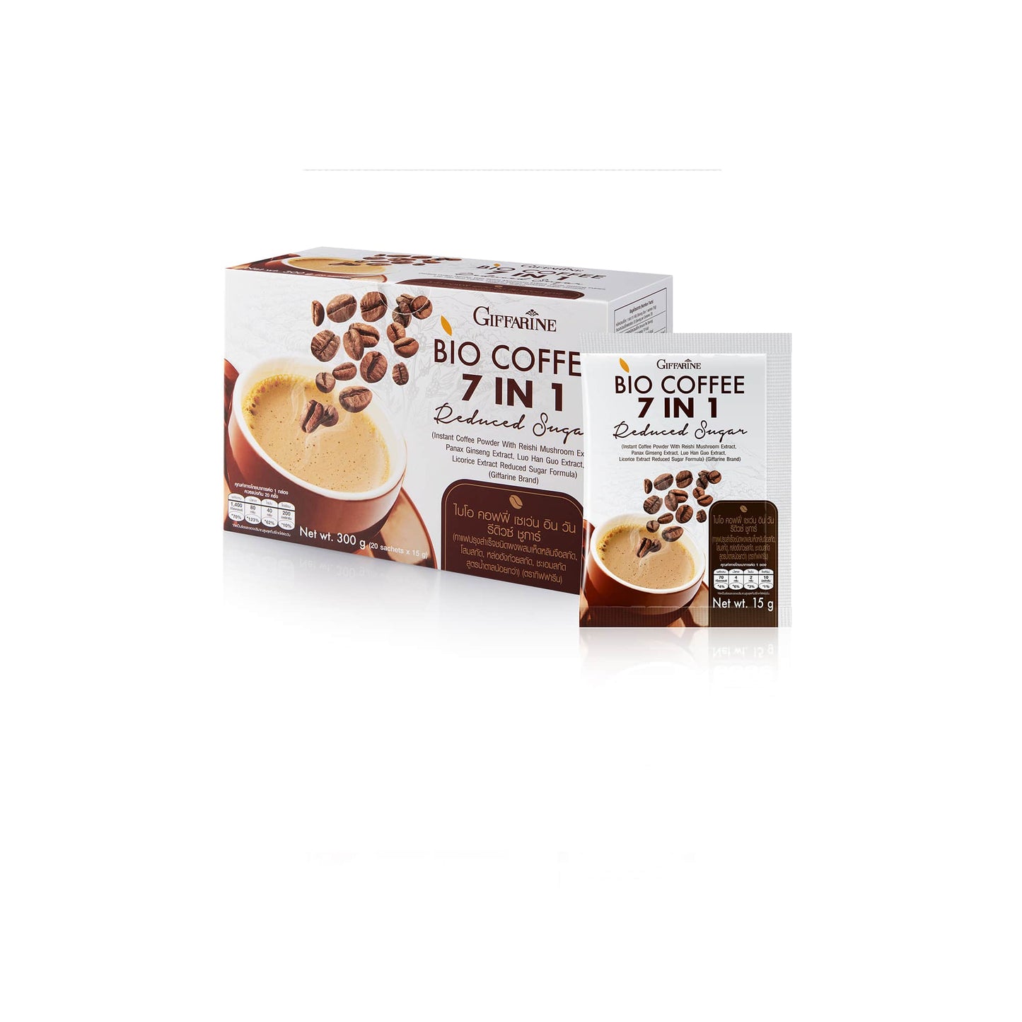 Giffarine Bio Coffee 7 in 1 Ginseng Reishi Coffee for Everyday Energy 20 Sachets