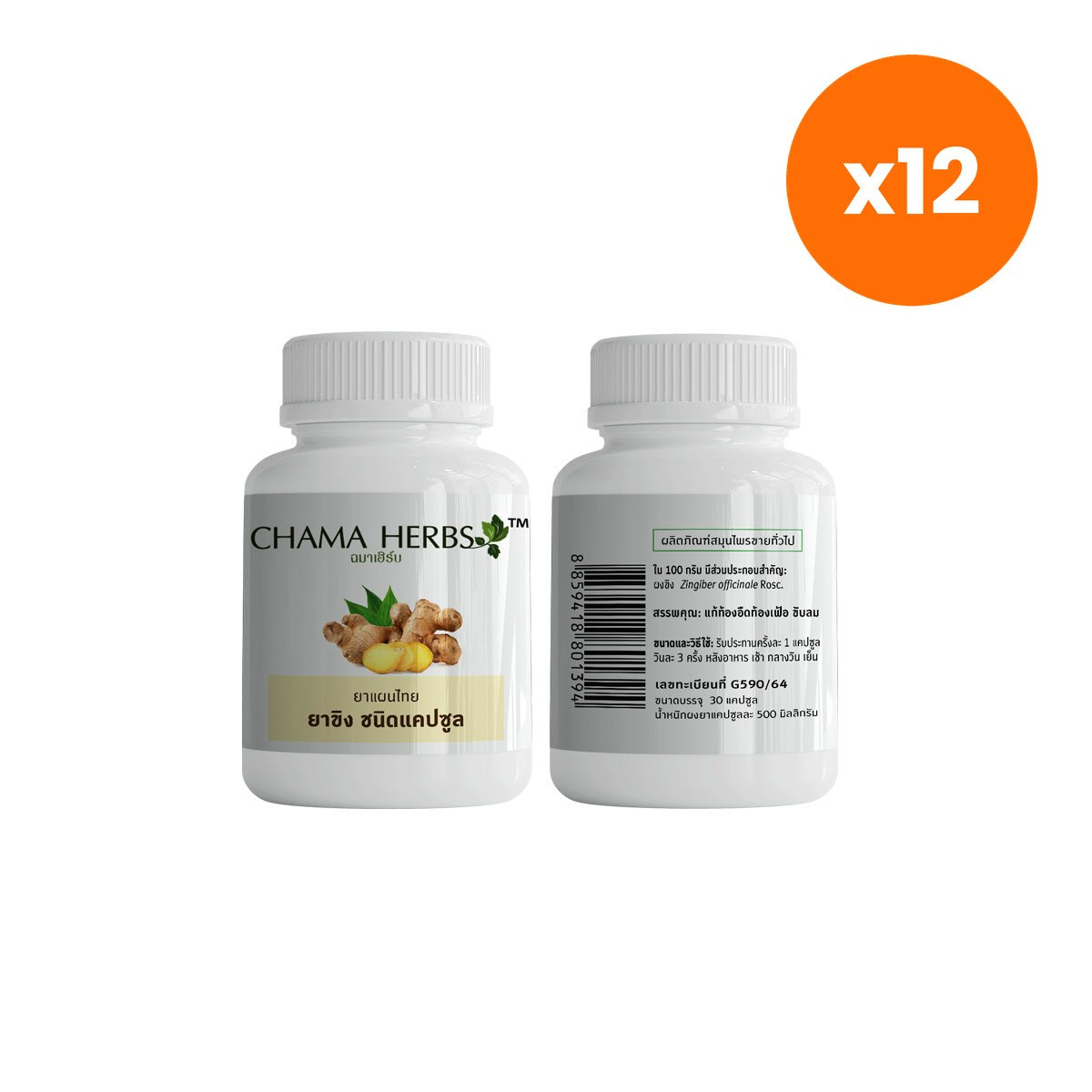 Chama Herbs Ginger Herbal Capsules 500mg 50 Capsules