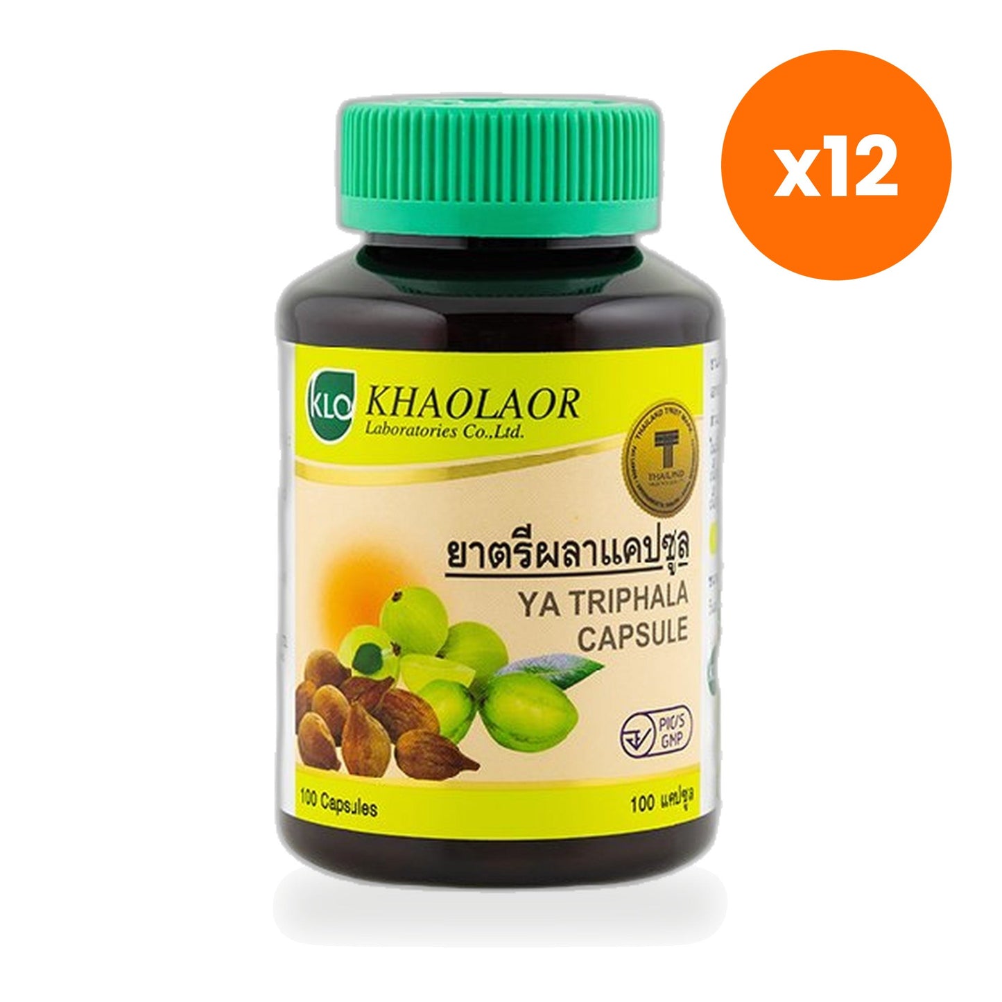 Khaolaor Triphala Herbal Capsules 450mg 100 Capsules