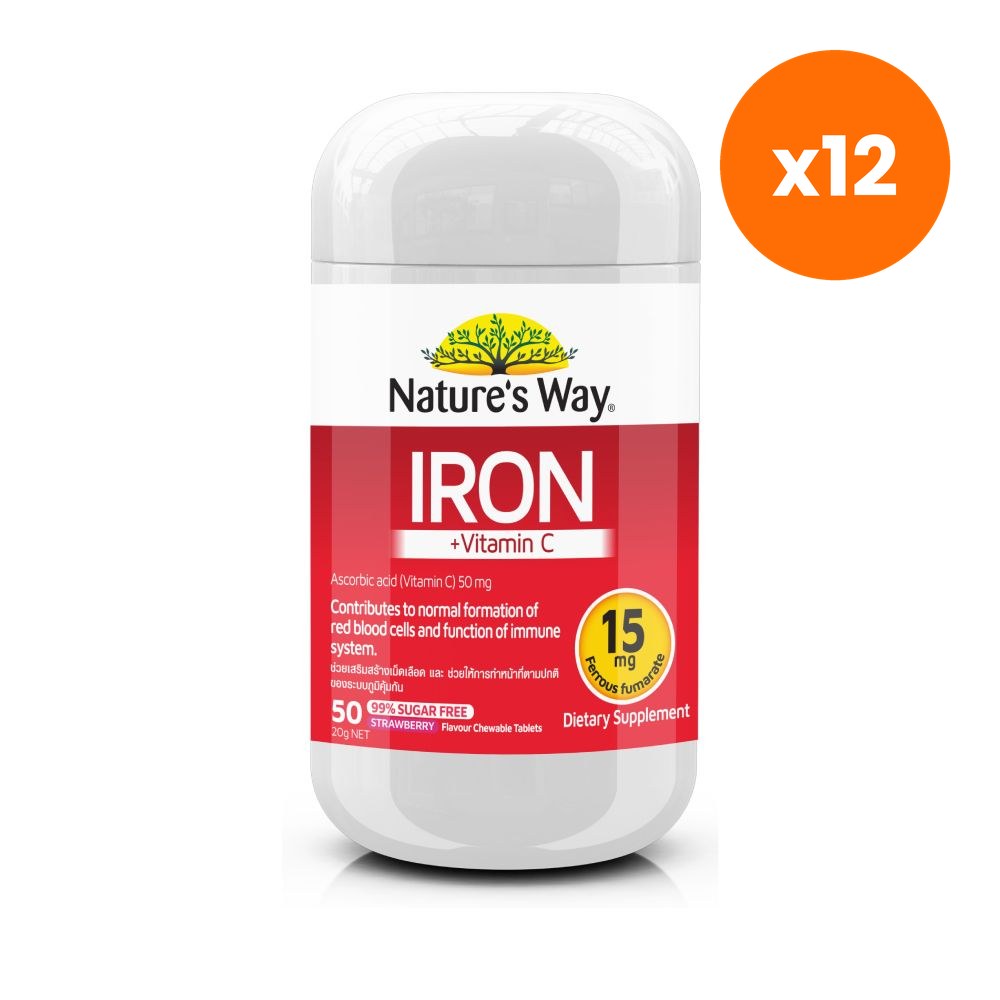 Nature's Way Iron Vitamin C Chewable Tablets for Everyday Energy 50 Tablets