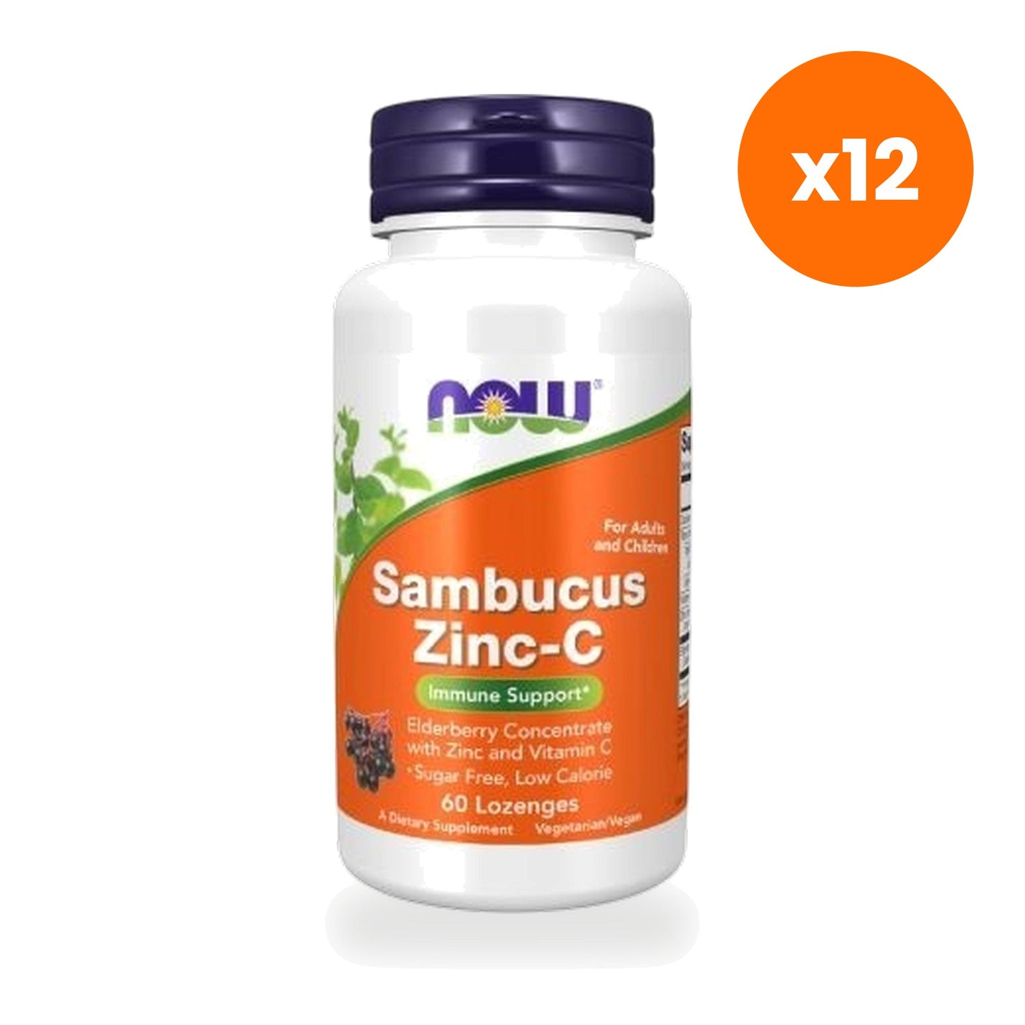 NOW Foods Sambucus Elderberry Zinc C Lozenges 60 Lozenges