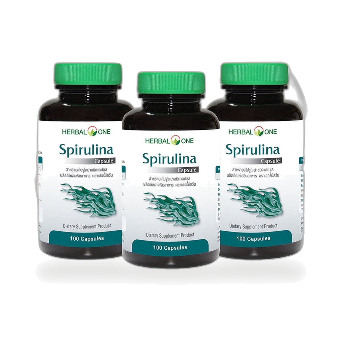 Ouay Un Osoth Herbal One Spirulina Capsules 400mg — 3 x 100 Capsules