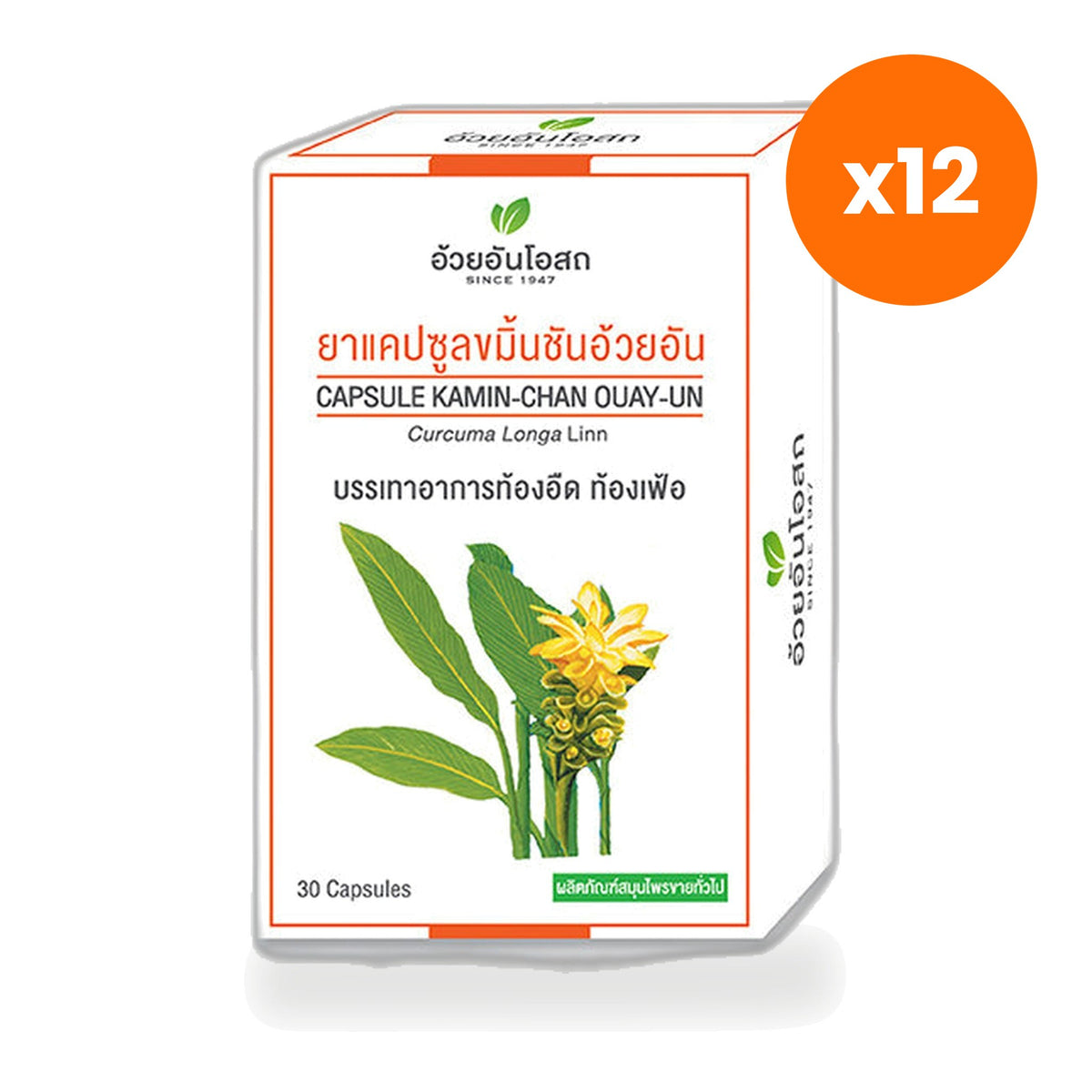 Ouay Un Osoth Turmeric Capsules 450mg for Digestive Comfort 30 Capsules