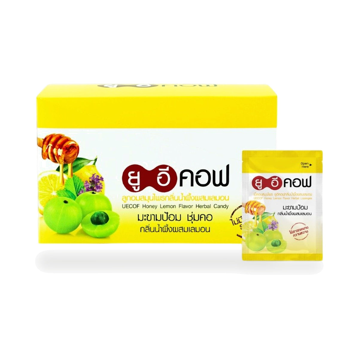 Panapat Uecof Honey Lemon Amla Herbal Lozenges, Sugar-Free — 20 x 6 Lozenges