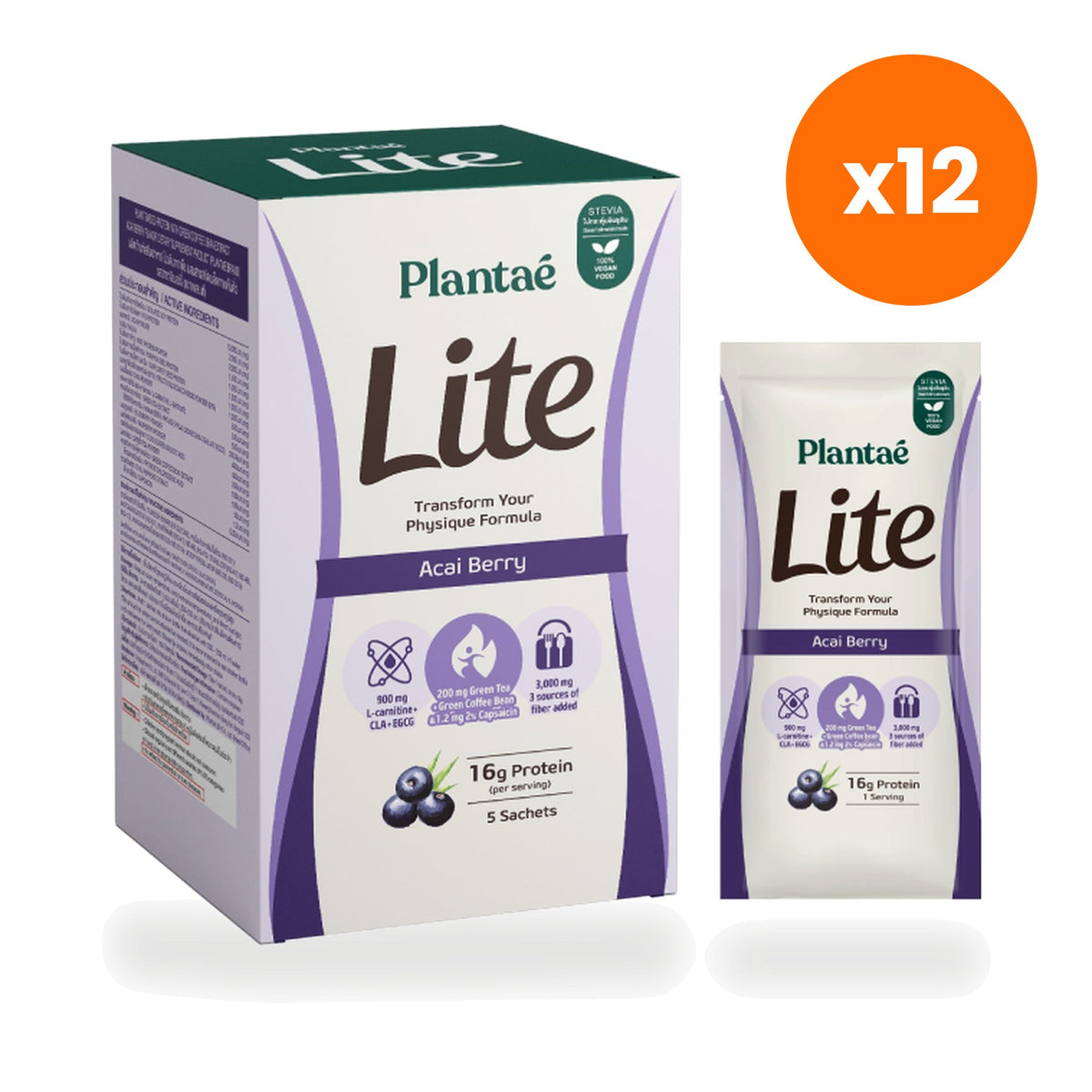 Plantae Lite Protein Acai Berry Plant Based Powder Box for Weight Management