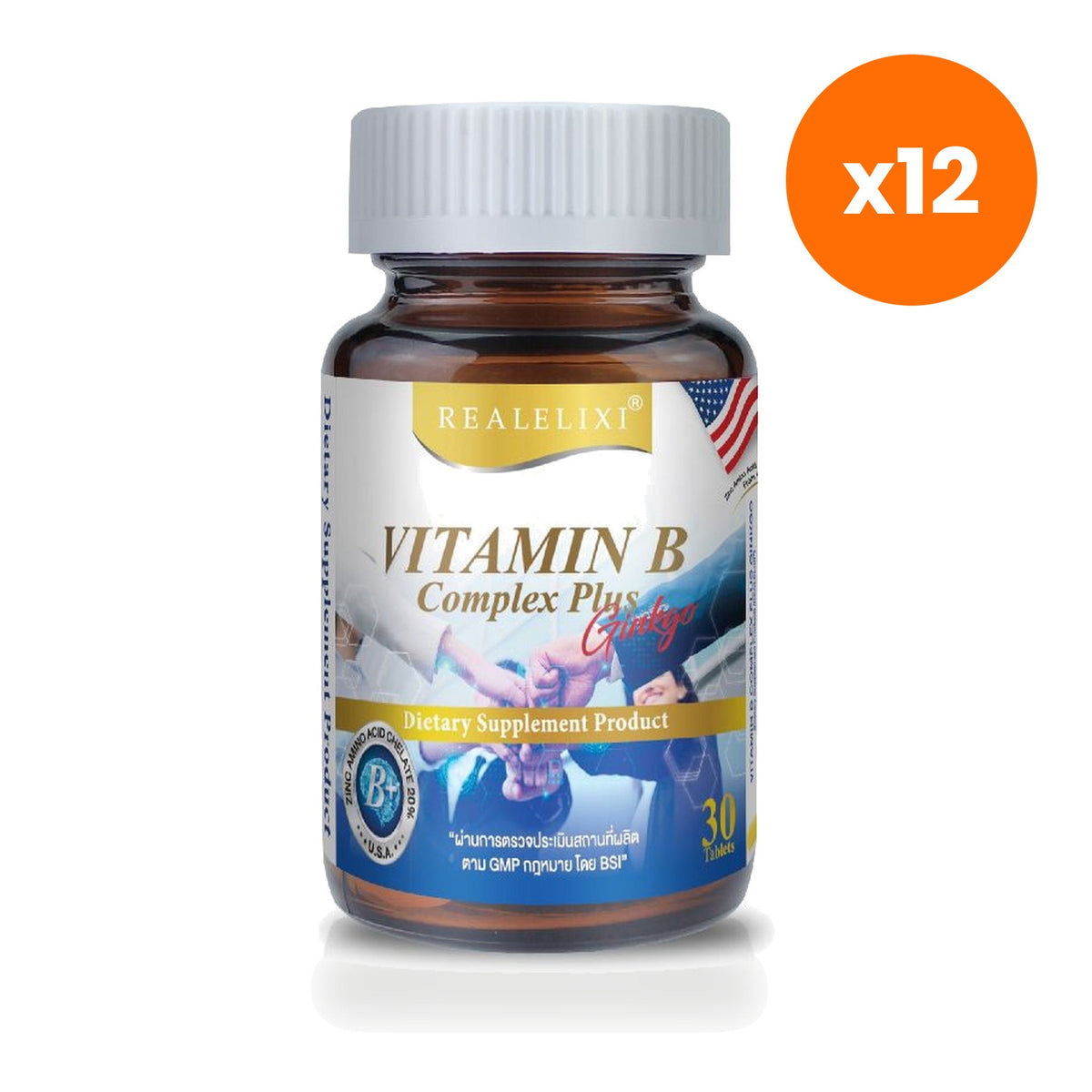 Real Elixir Vitamin B Complex Plus Ginkgo Biloba 30 Tablets