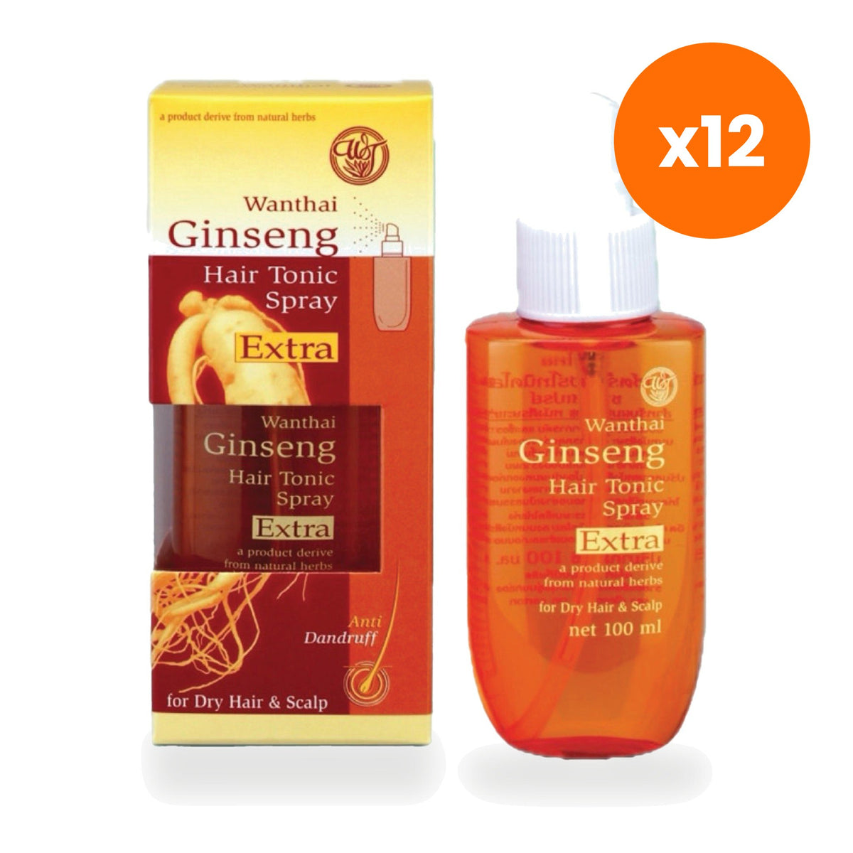 Tumrub Thai Ginseng Herbal Hair Tonic Dry Scalp for Hydration Balance 100 ml