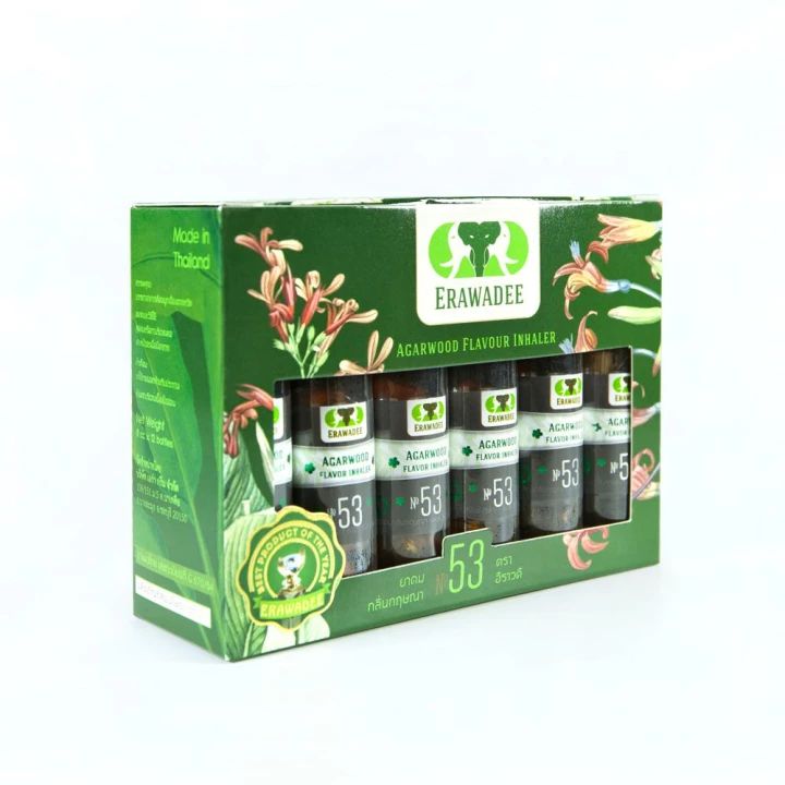 Erawadee Thai Herbal Nasal Inhaler with Agarwood Aromatherapy 12 x 8 ml