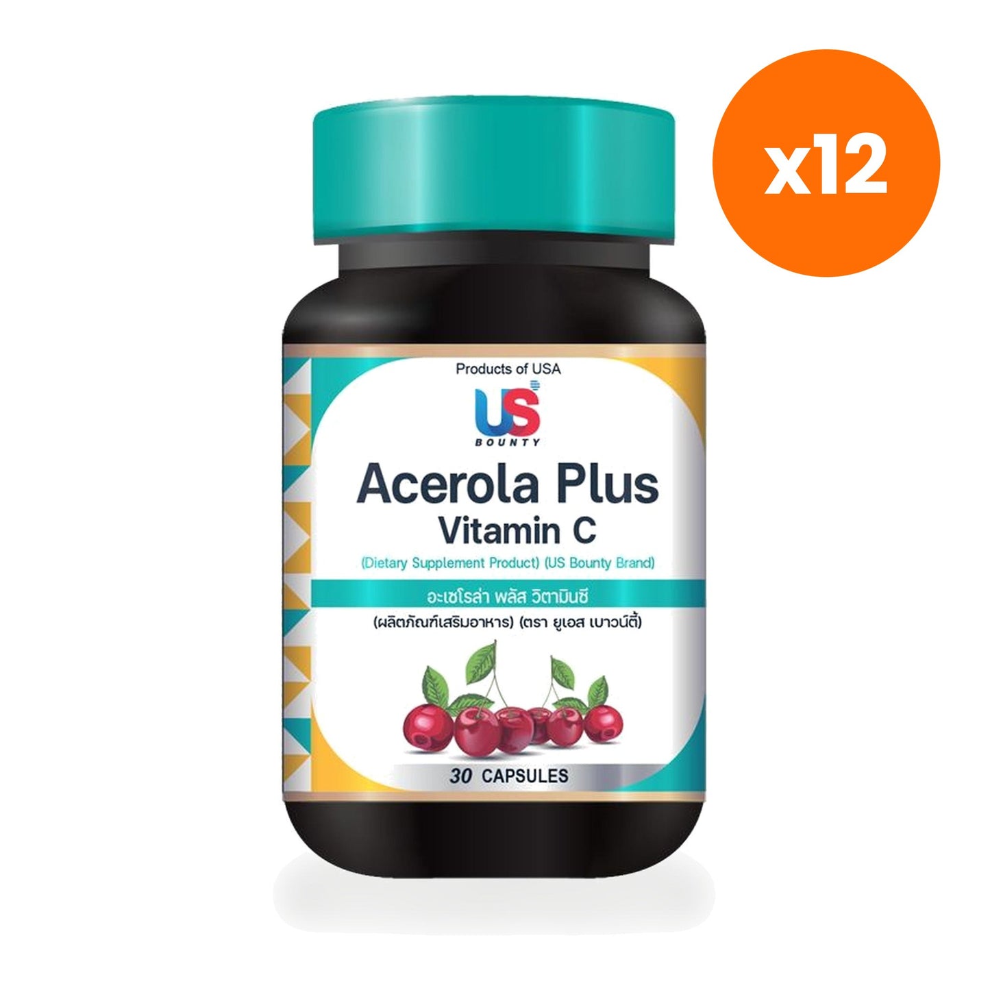US Bounty Acerola Cherry Vitamin C Capsules 30 Capsules