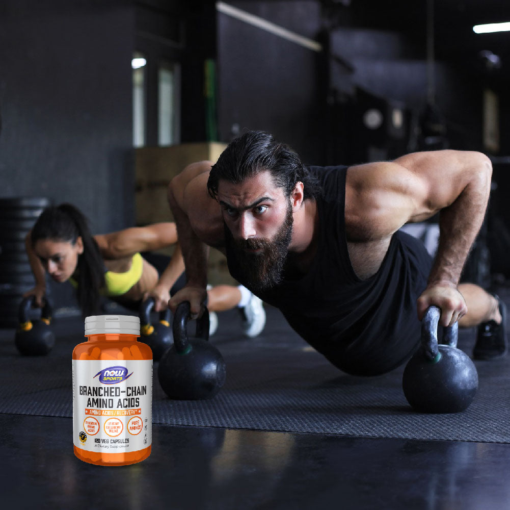 NOW Foods BCAA Branched Chain Amino Acids for Post Workout Recovery 120 Veg Capsules