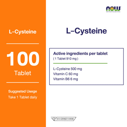 NOW Foods L Cysteine Vitamin C B6 500mg 100 Tablets
