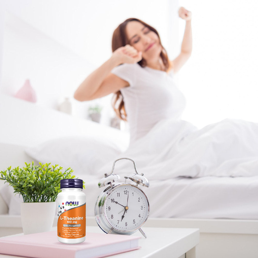NOW Foods L Theanine 100mg Green Tea Relaxation 90 Veg Capsules