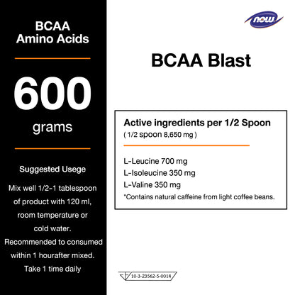 NOW Foods BCAA Blast Powder 120 Veg Capsules
