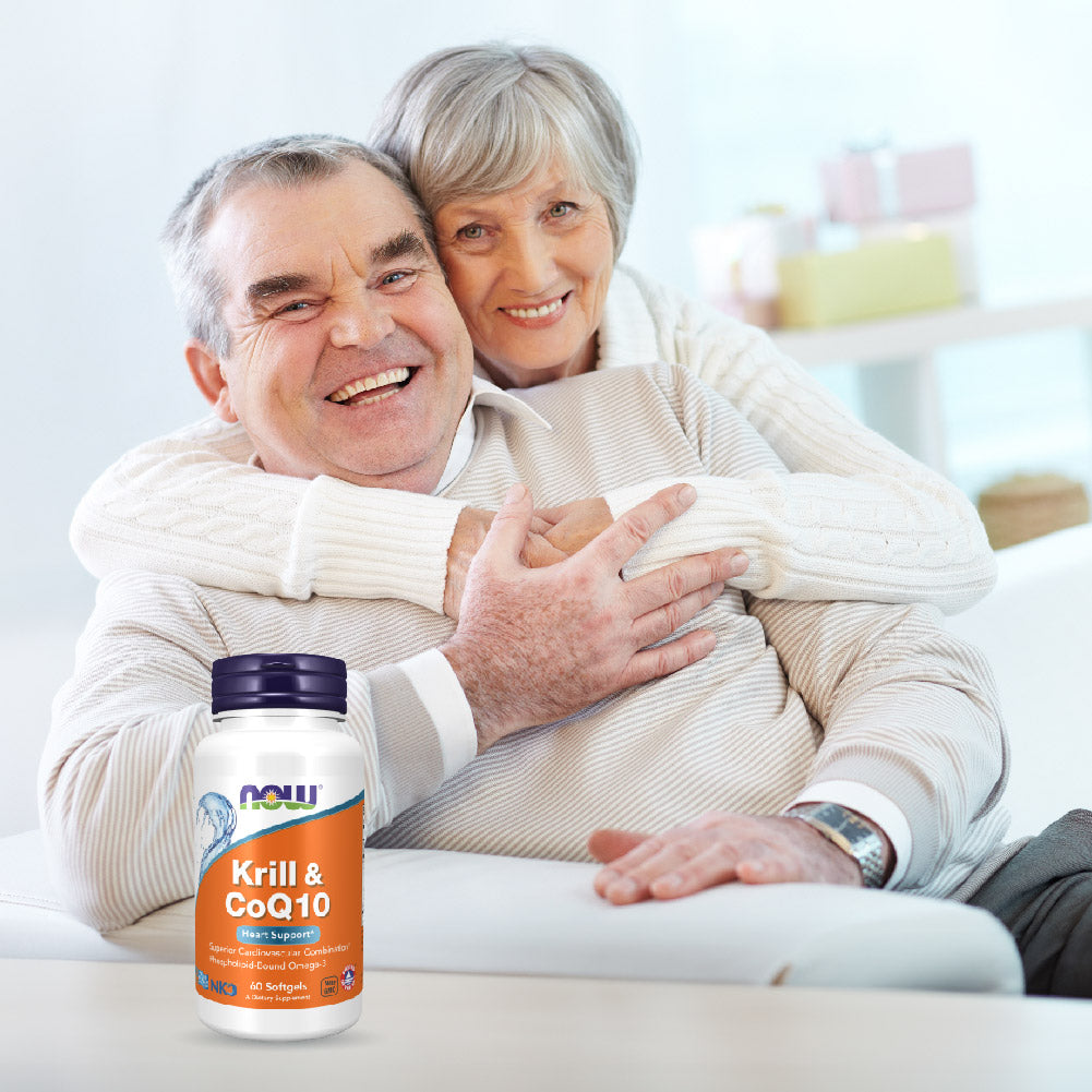NOW Foods Krill Oil CoQ10 Softgels for Heart and Energy Support 60 Softgels