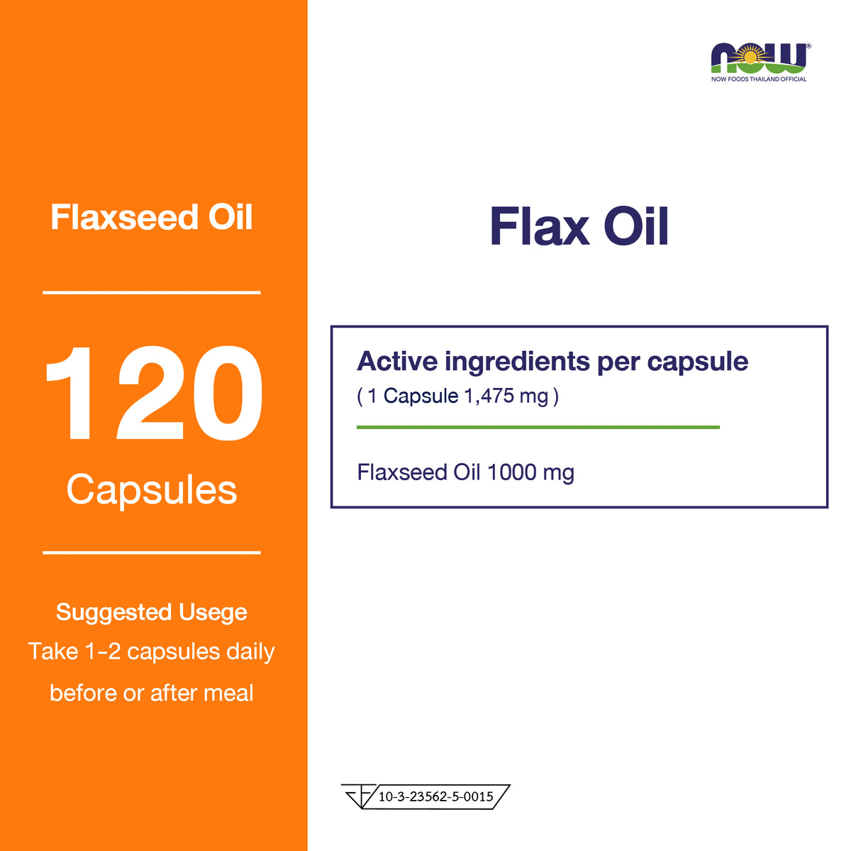 NOW Foods Organic Flax Seed Oil 1000mg Omega 3 for Everyday Wellness 120 Softgels