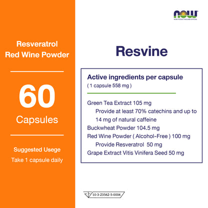 NOW Foods Res V Resveratrol 50mg 60 Veg Capsules