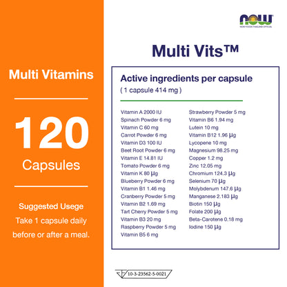 NOW Foods Multi Vits Multivitamin Mineral Daily 120 Capsules