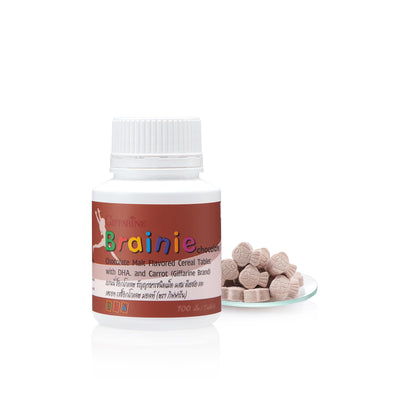 Giffarine Brainy DHA Carrot Chocolate Malt for Children's Cognitive Support 100 Tablets