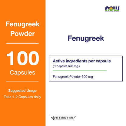 NOW Foods Fenugreek Veg Capsules 500mg Women's 100 Veg Capsules