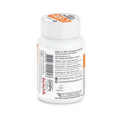 VIDA Vitamin C 500 Complex Zinc Bioflavonoids for Daily Immune Support 60 Capsules