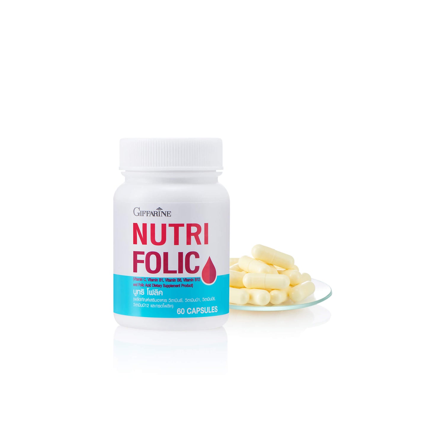 Giffarine Nutri Folic Folic Acid Vitamin C B Complex Prenatal for Nervous System Support 60 Capsules