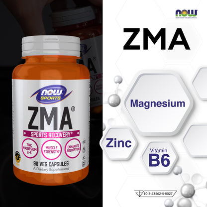 NOW Foods ZMA Zinc Magnesium Vitamin B6 90 Capsules