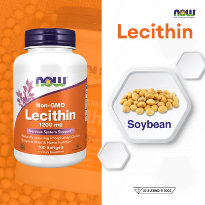 NOW Foods Soy Lecithin Softgels 1200mg 100 Softgels