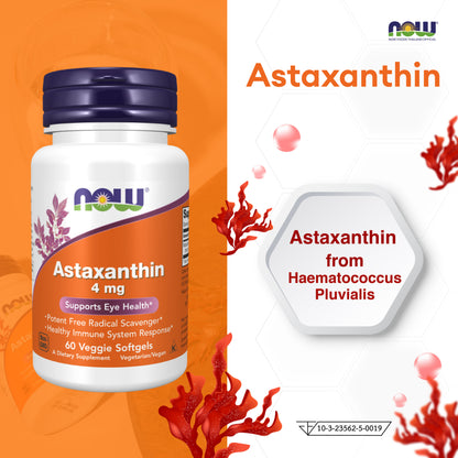NOW Foods Astaxanthin 4mg 60 Veggie Softgels