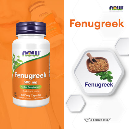 NOW Foods Fenugreek Veg Capsules 500mg Women's 100 Veg Capsules