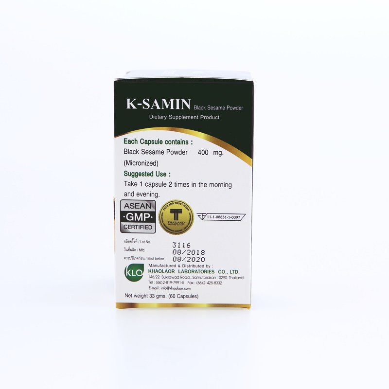 Khaolaor K Samin Black Sesame Capsules 400mg 60 Capsules