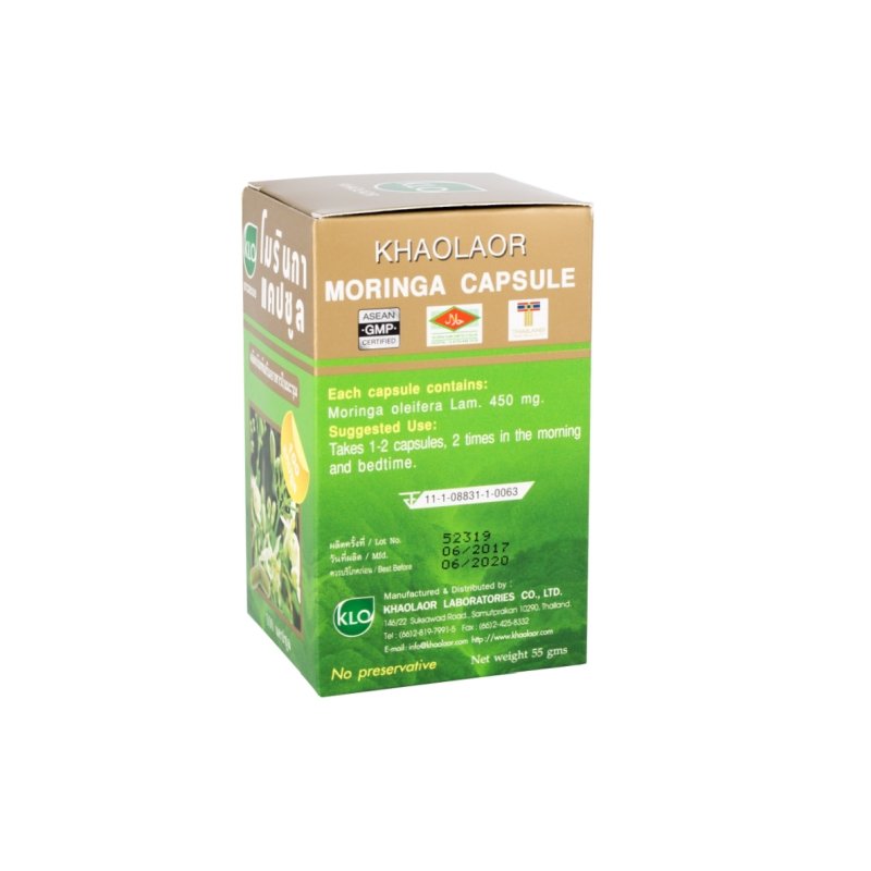 Khaolaor Moringa Leaf Capsules 450mg 100 Capsules