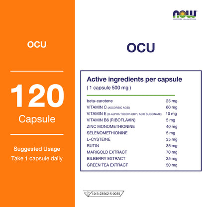 NOW Foods Ocu Bilberry Lutein 120 Veg Capsules