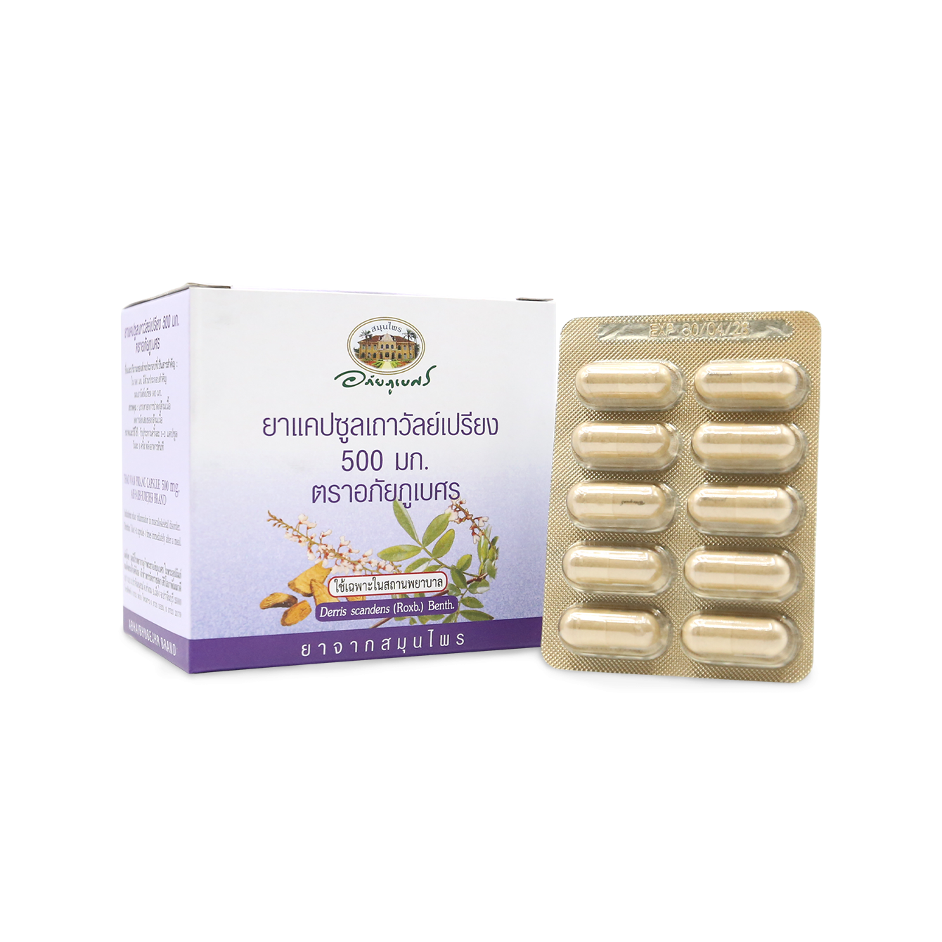 Abhaibhubejhr Derris Scandens Capsules 500mg — 100 Capsules (10 Strips)