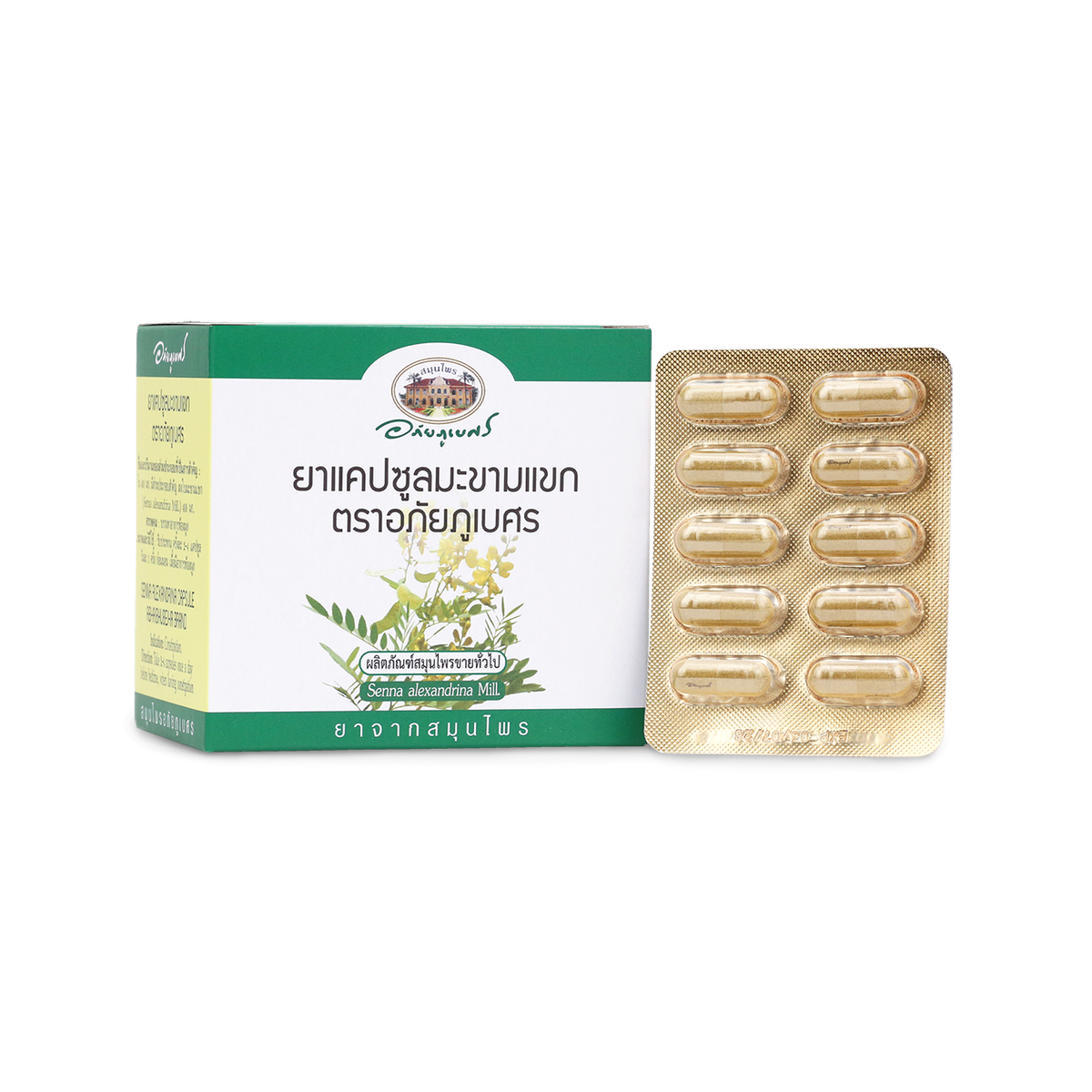 Abhaibhubejhr Senna Leaf Capsules — 100 Capsules (10 Blister Strips)