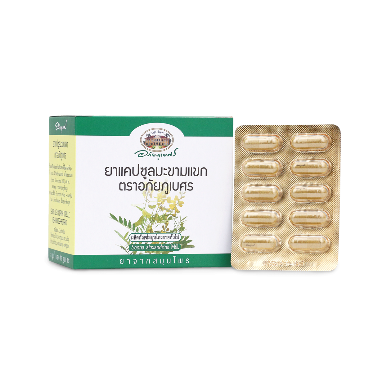 Abhaibhubejhr Senna Leaf Capsules — 100 Capsules (10 Blister Strips)