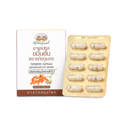 Abhaibhubejhr Turmeric (Curcuma Longa) Capsules — 10 Capsules
