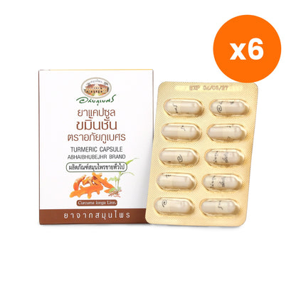 Abhaibhubejhr Turmeric Curcuma Longa Capsules 10 Capsules
