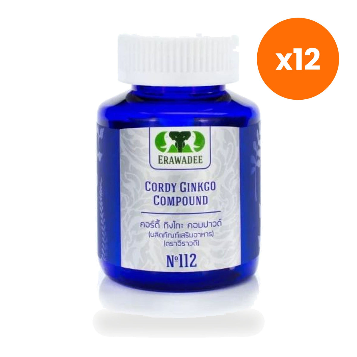 Erawadee No.112 Cordyceps Ginkgo Biloba 327mg Focus 60 Capsules