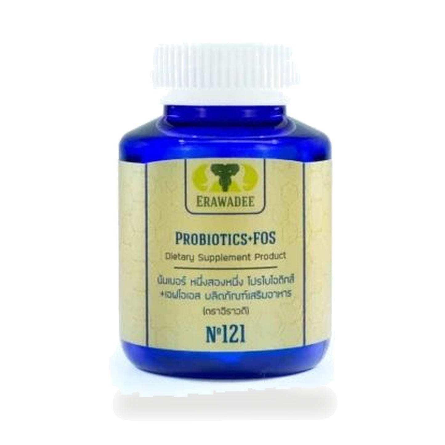 Erawadee No.121 Probiotic 100 Billion CFU + Prebiotic FOS Capsules 500mg — 30 Capsules