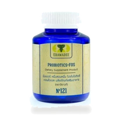 Erawadee No.121 Probiotic 100 Billion CFU + Prebiotic FOS Capsules 500mg — 30 Capsules