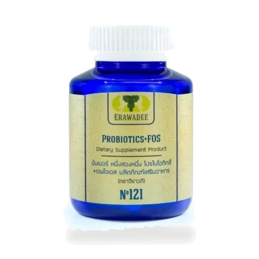 Erawadee No.121 Probiotic 100 Billion CFU + Prebiotic FOS Capsules 500mg — 30 Capsules