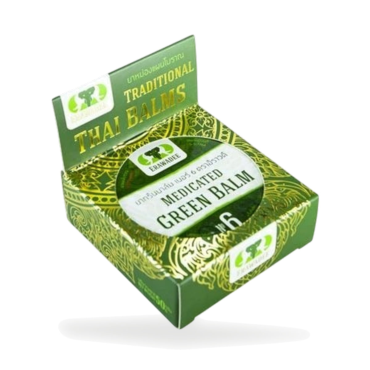 Erawadee No.6 Cooling Green Herbal Balm (Salet Phangphon) — 50 g