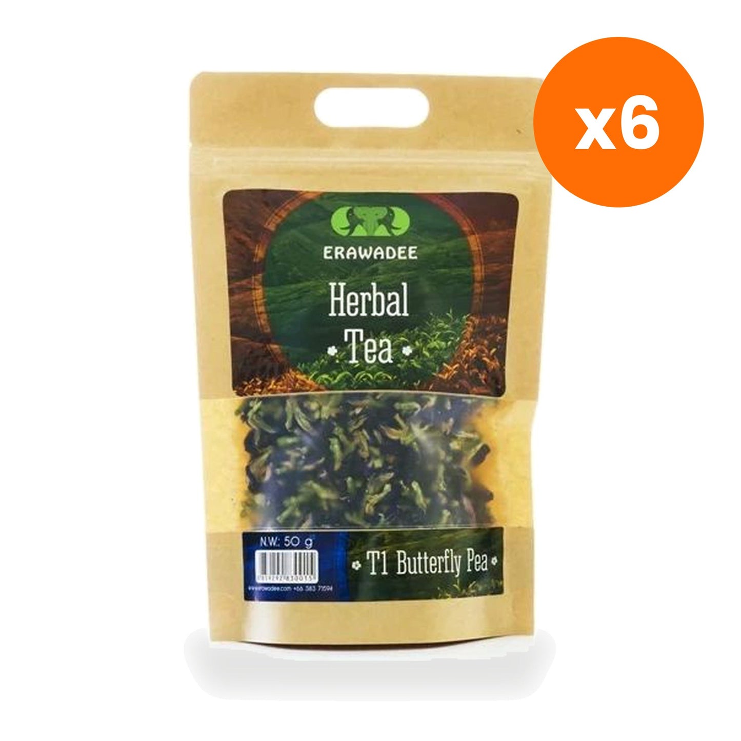 Erawadee T1 Butterfly Pea Flower Herbal Tea Caffeine Free 50 g
