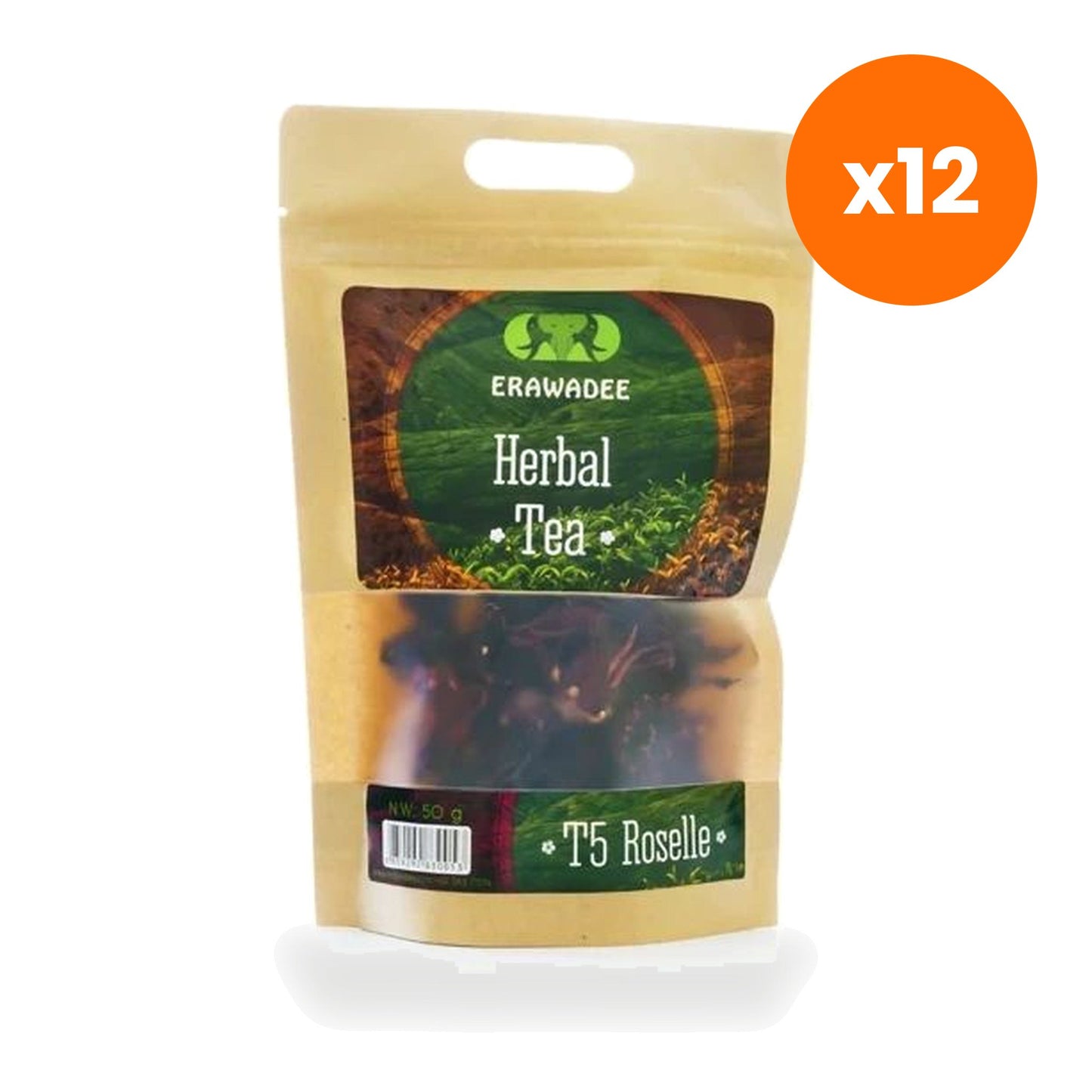 Erawadee T5 Roselle Hibiscus Herbal Tea Caffeine Free Vitamin C 50 g