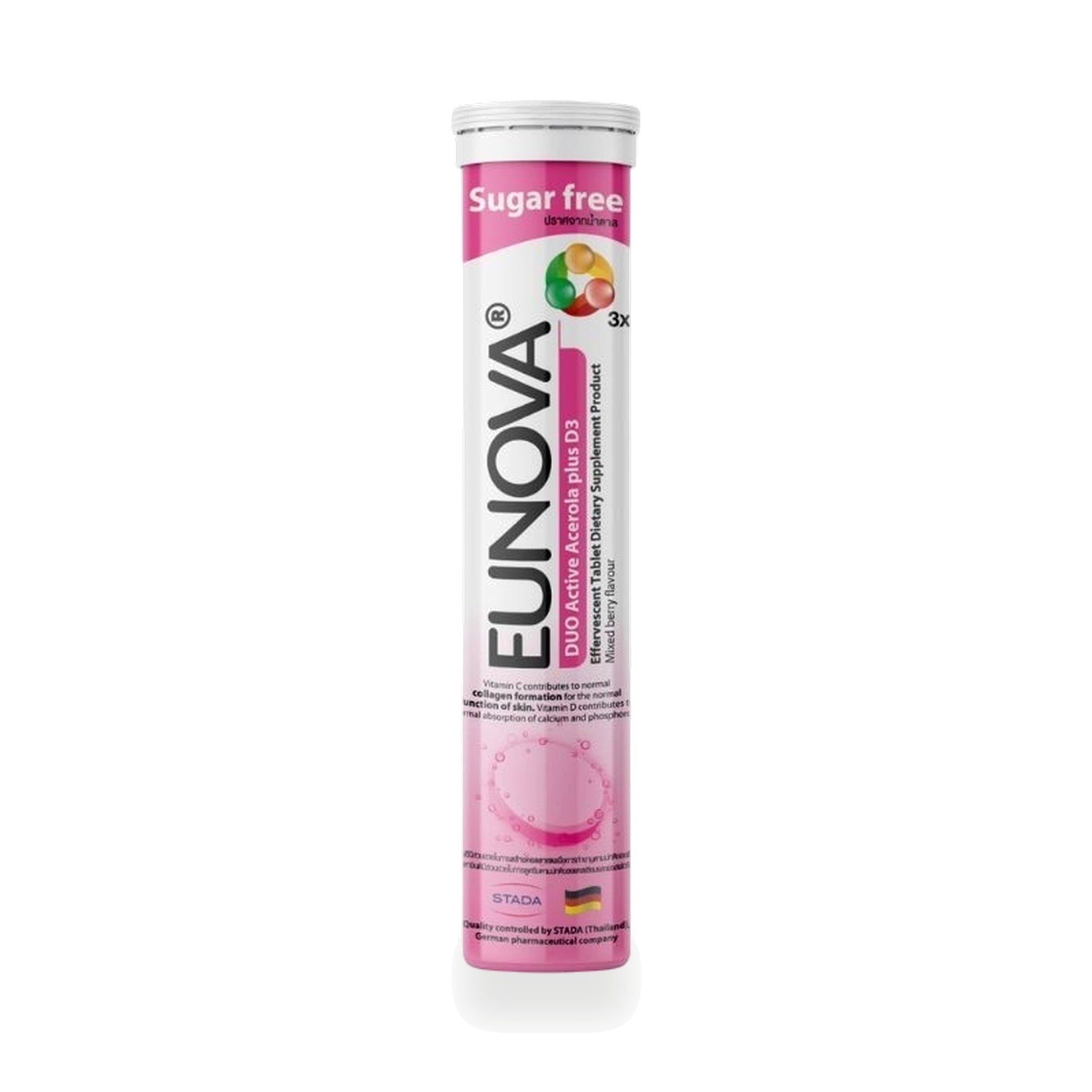 Eunova Duo Active Acerola Vitamin C + Vitamin D3 Effervescent Tablets — 15 Tablets