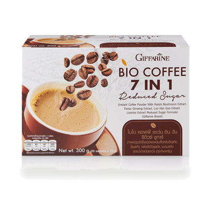 Giffarine Bio Coffee 7 in 1 Reduced Sugar Instant Coffee Mix — 20 Sachets