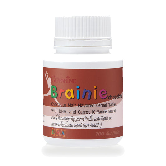 Giffarine Brainy DHA & Carrot Chewable Tablets, Chocolate Malt — 100 Tablets