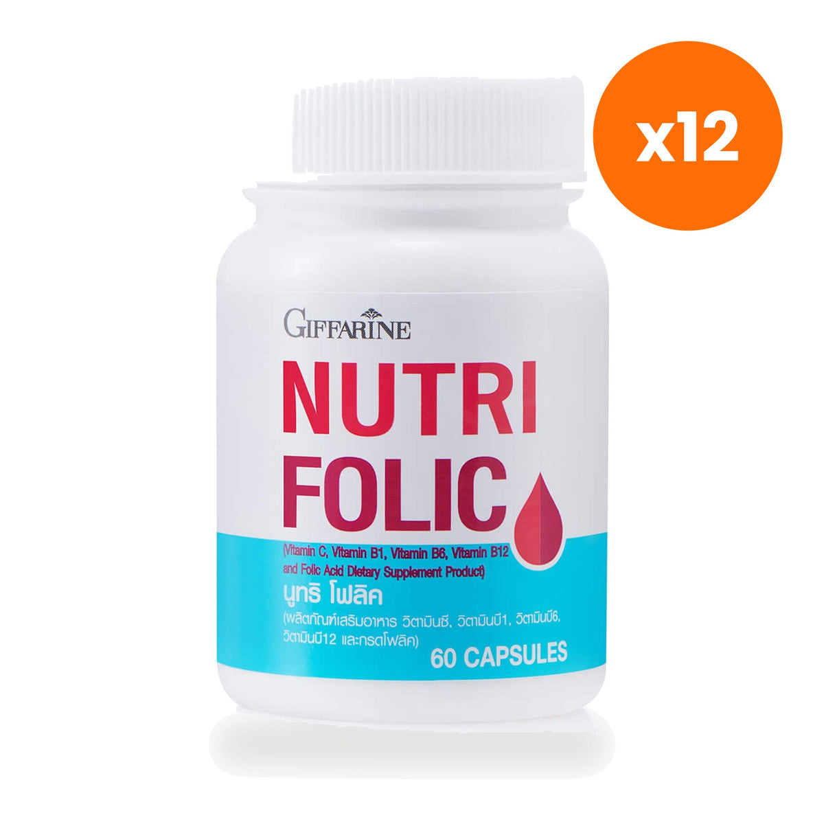 Giffarine Nutri Folic Folic Acid Vitamin C B Complex Prenatal for Nervous System Support 60 Capsules