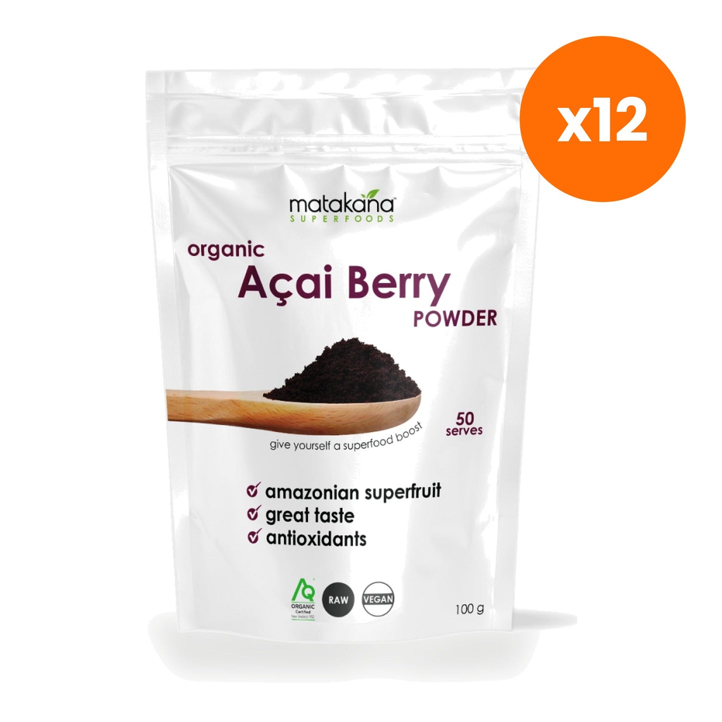 Matakana SuperFoods Organic Acai Berry Powder for Daily Antioxidant Support 100 g