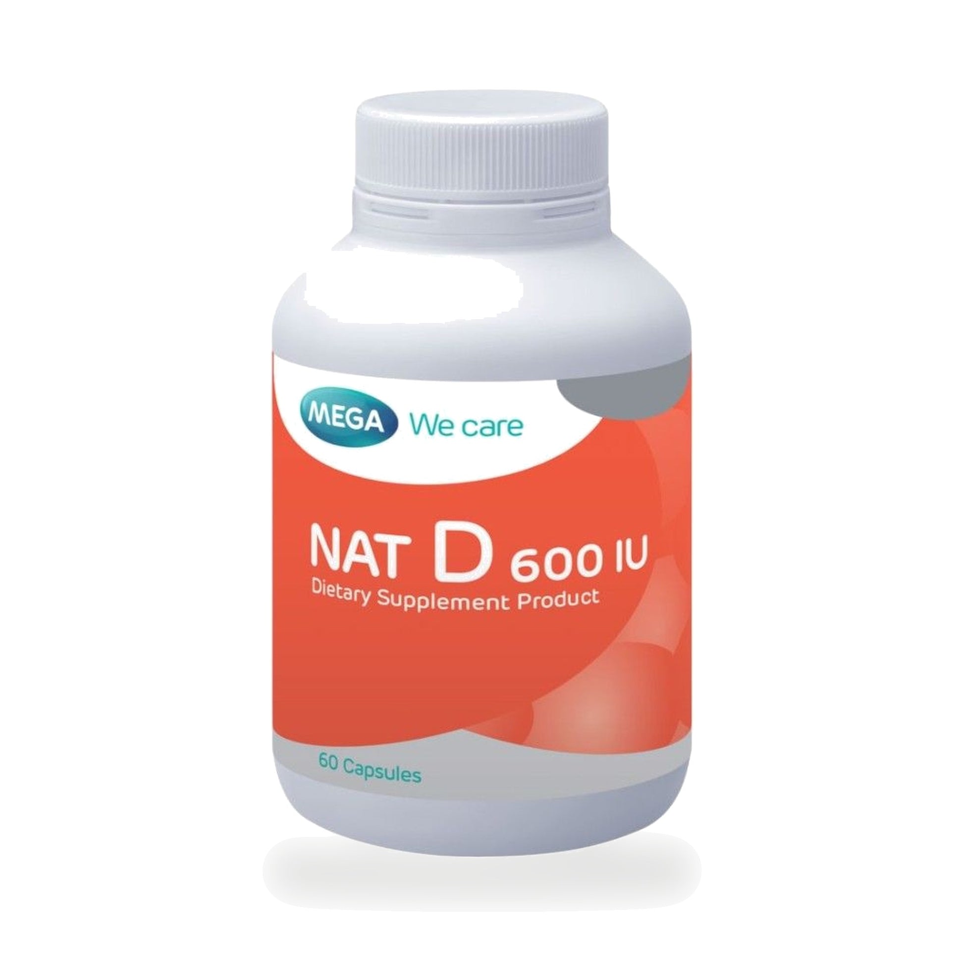 Mega We Care Nat D Vitamin D3 Capsules 600 IU — 60 Capsules